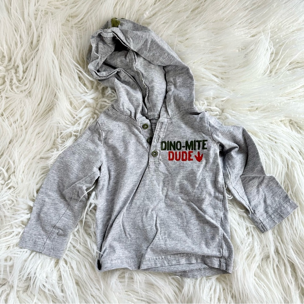 Carter’s Baby Boys Dino-Mite Dude Hooded Long Sleeve Shirt Size 18M